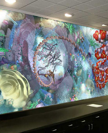 Scale&nbsp; viewer part of the complex molecular machinery human cell&nbsp; interest to the biotechnologygenome, DNA, mRNA, proteins, enzymes, receptors, 